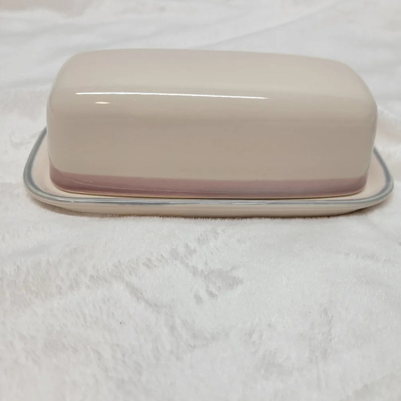 PFALTZGRAFF 2 Pc “AURA" 7" BUTTER DISH W/LID/CREAM-PINK-BLUE STONEWARE - Picture 10 of 12
